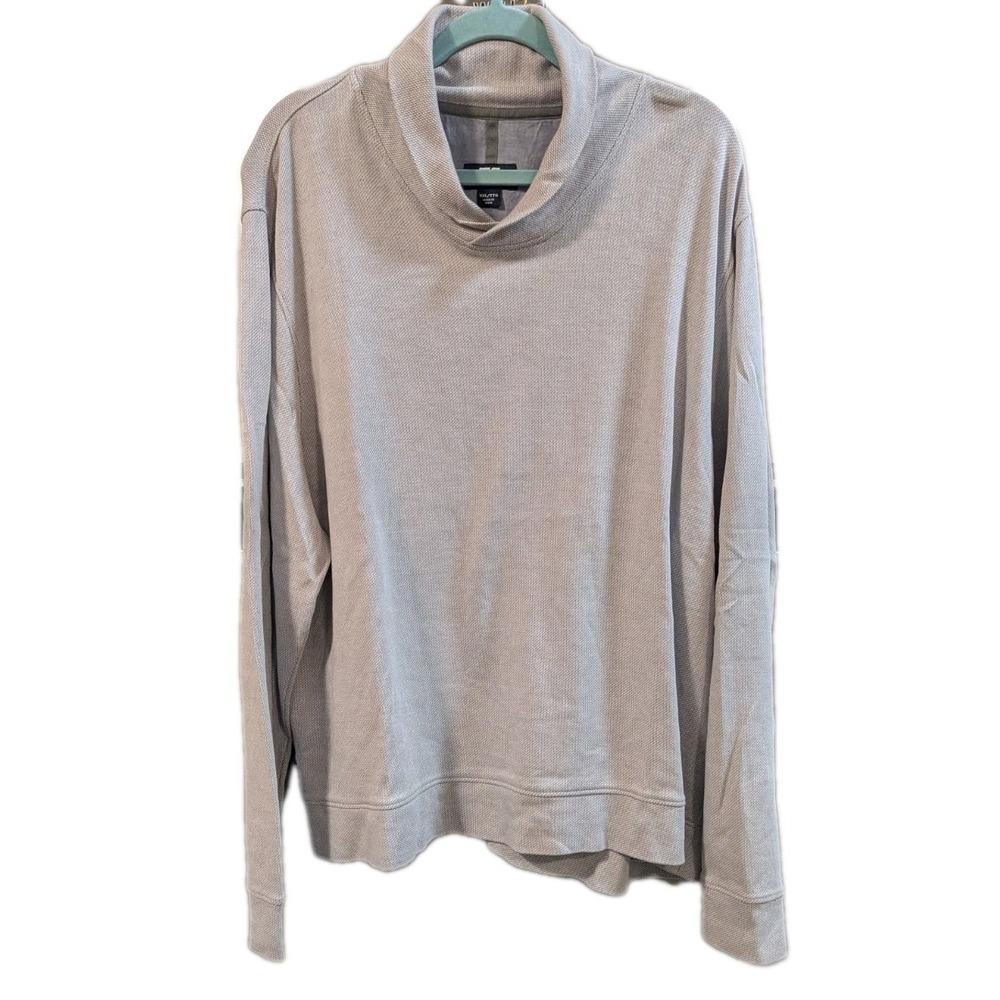 Cutter & Buck Mens XXL Cowl Neck Pullover Light Gray Pin Check Long Sleeve Soft‎